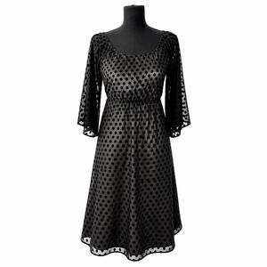 Judith March Black Polka Dot Fit & Flare Dress Women's Small
